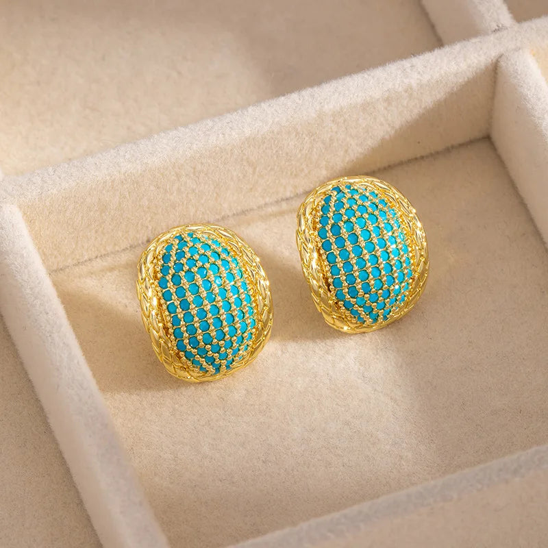 Blue Turquoise Stud Earrings | Elegant December Birthstone Jewelry