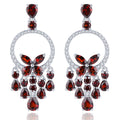 Natural Garnet Stud Earrings in Sterling Silver