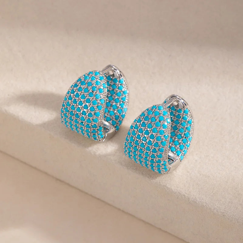 Blue Turquoise Stud Earrings | Elegant December Birthstone Jewelry