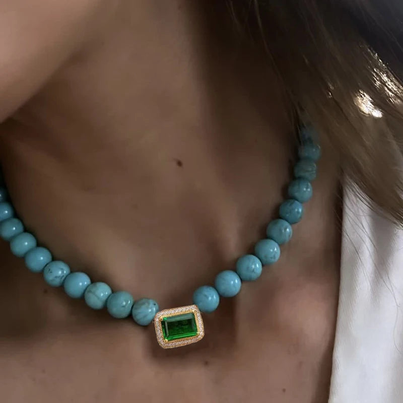 Heart Turquoise Pendant Necklace | Natural Stone December Birthstone