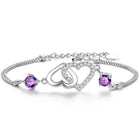 Heart Amethyst Bracelet – 925 Sterling Silver Heart Gemstone Bracelet