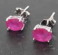 Natural Ruby Silver Earrings 4 * 6 Mm Ruby Stud Earring Simple 925 Silver Ruby Earrings Classic Ruby Jewelry for Wedding