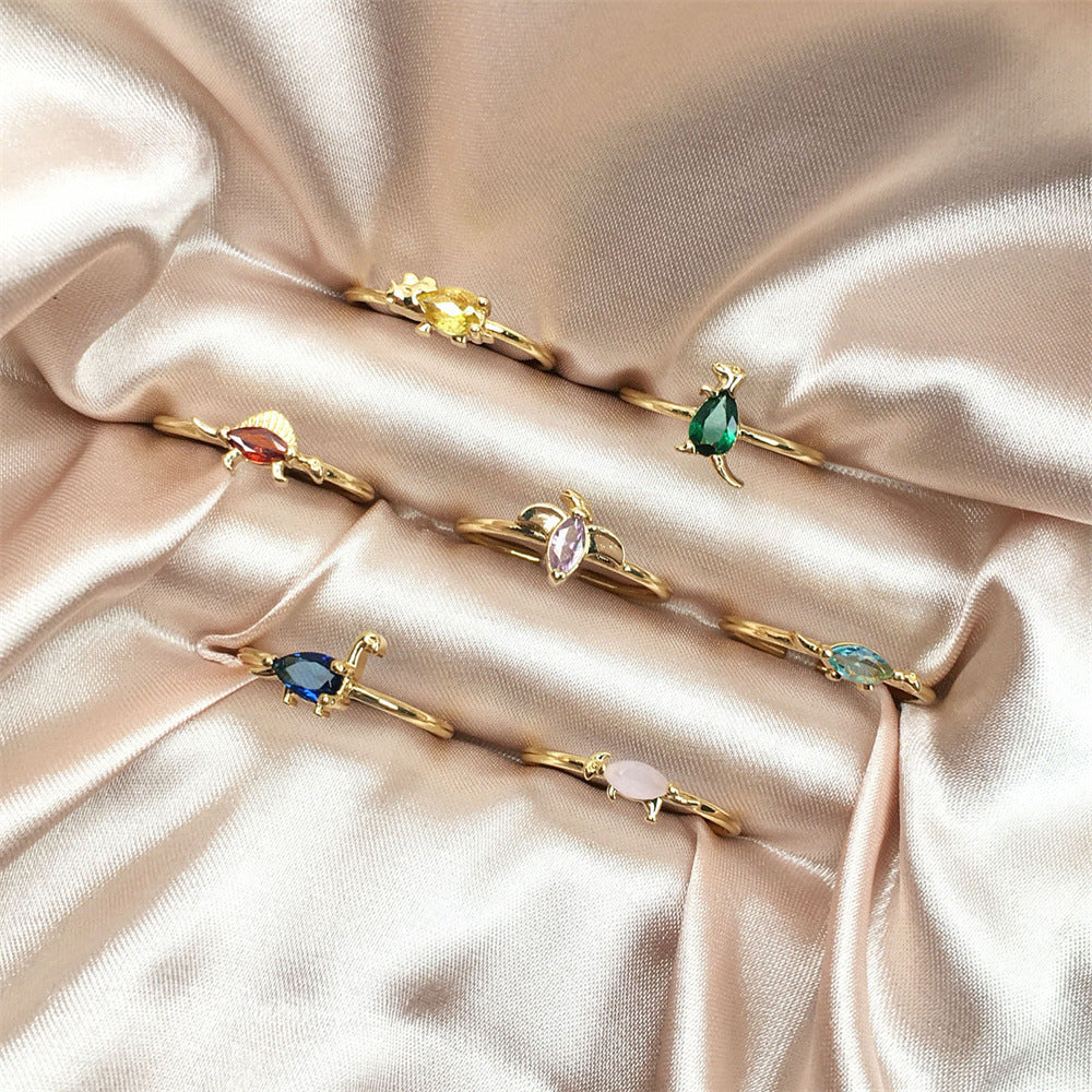 Stacked Personalised Zircon Bronze Rings