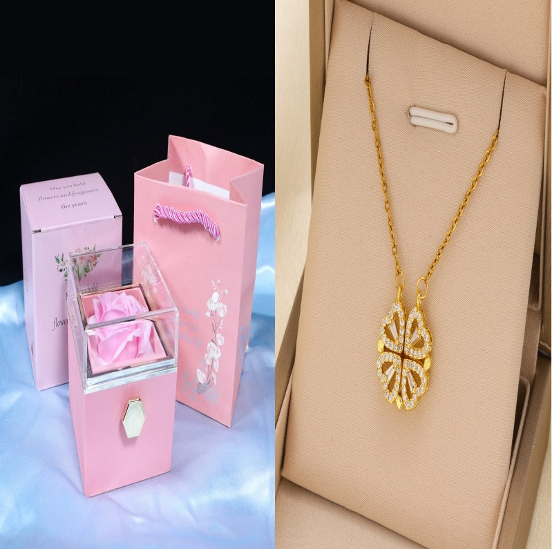 Malika Gems Eternal Rose Rotating Jewelry Gift Box