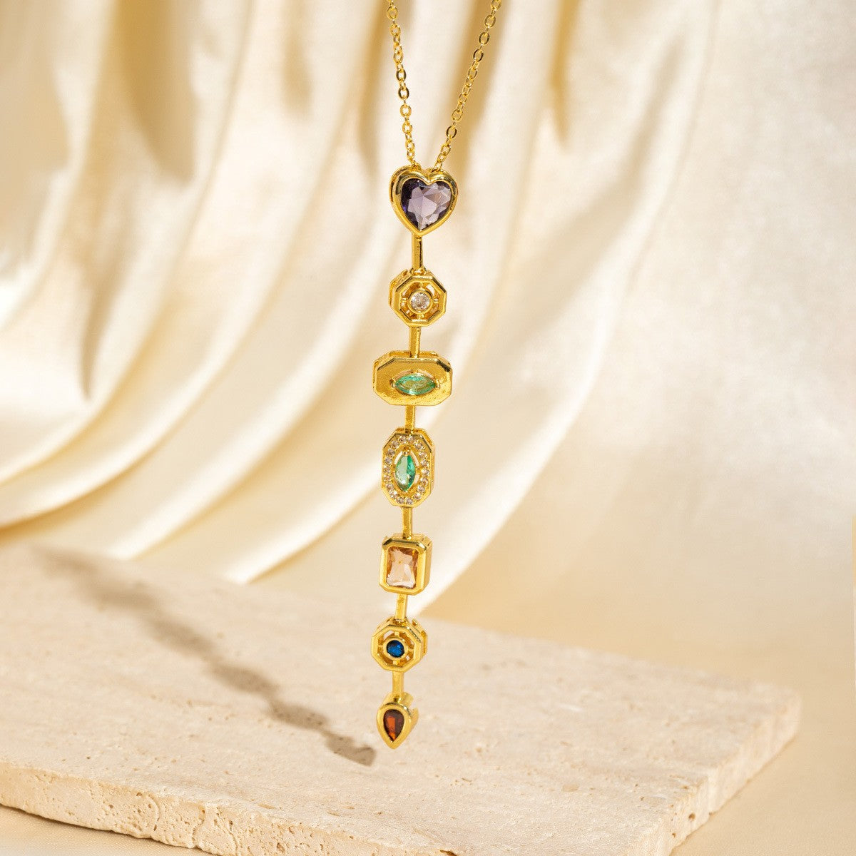 Malika Gems Tassel Flow Necklace – Color Zircon & Elegant Drop Design