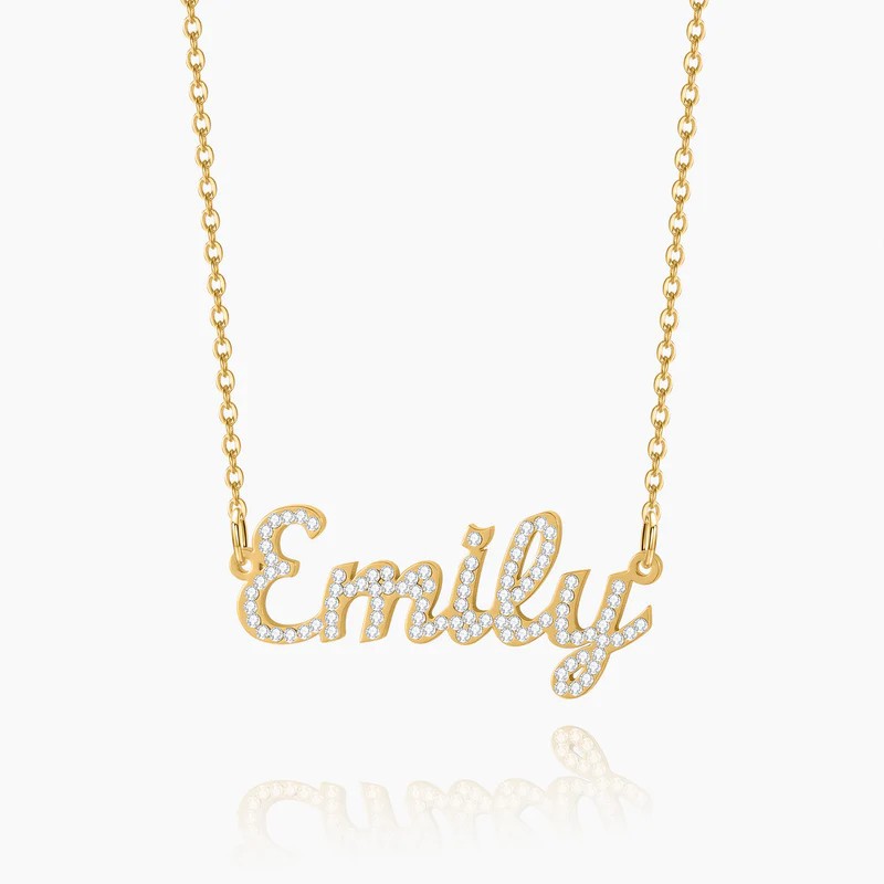 Malika Gems Custom Name Necklace – Personalized Diamond Letter Pendant