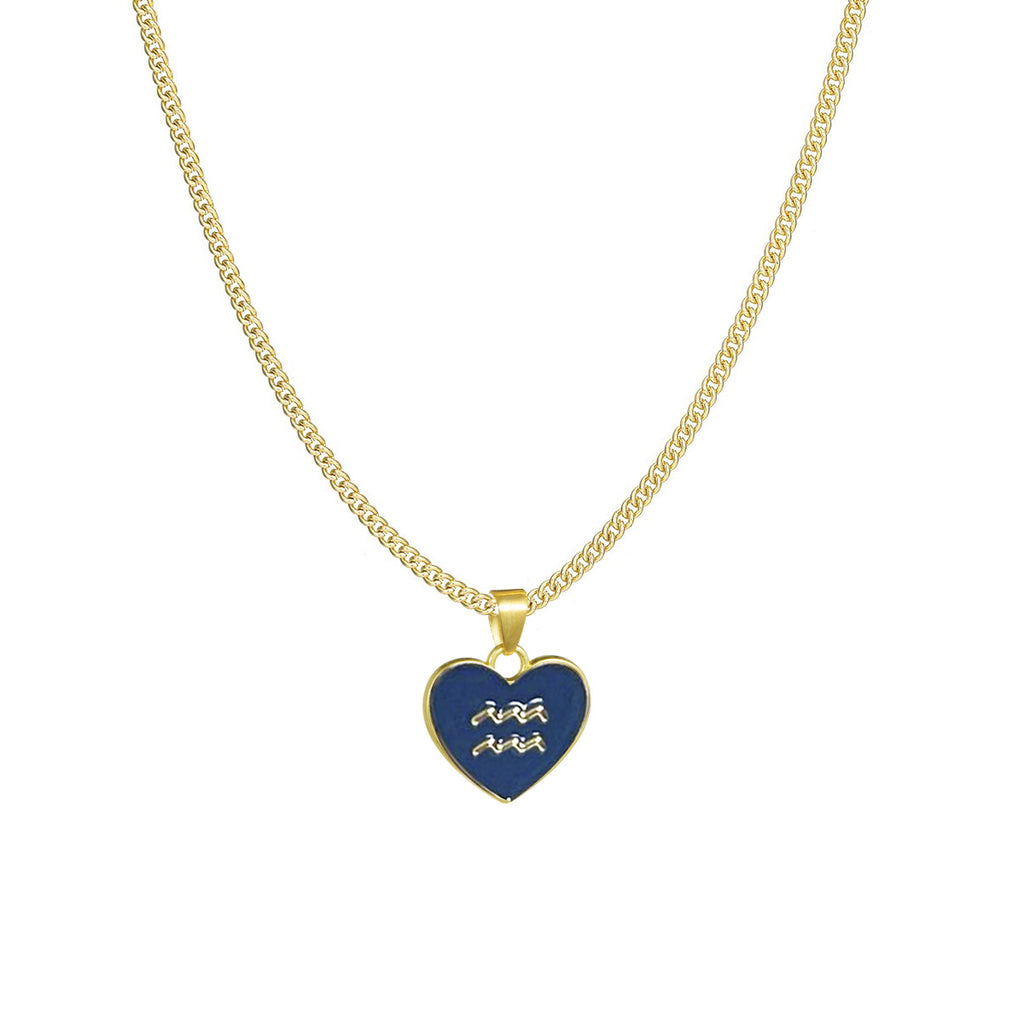 Fashion Color Zodiac Peach Heart Alloy Necklace