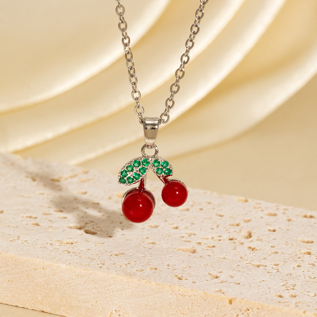 Malika Gems Cherry Glow Necklace – Red Crystal Drip Pendant