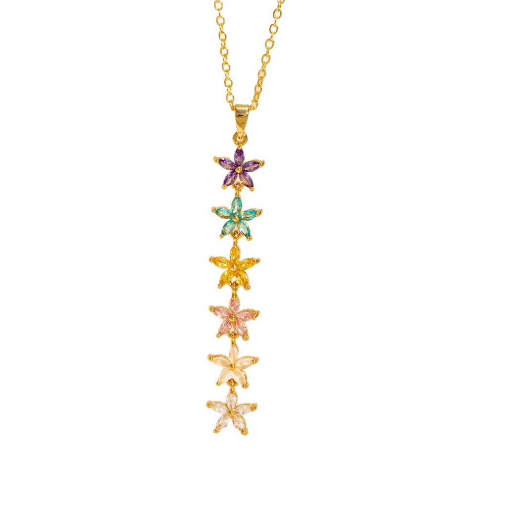 Malika Gems Tassel Flow Necklace – Color Zircon & Elegant Drop Design