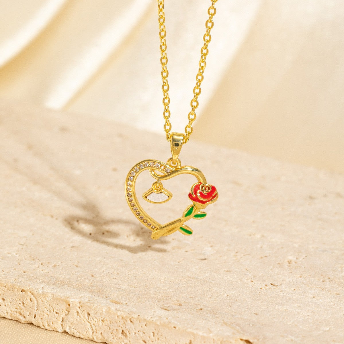 Malika Gems Minimal Luxe Heart Necklace – Elegant Hollow Design