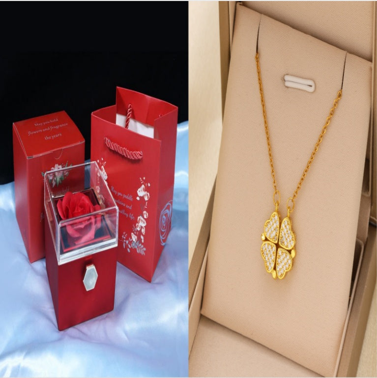 Malika Gems Eternal Rose Rotating Jewelry Gift Box