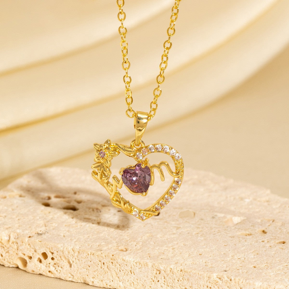 Malika Gems Minimal Luxe Heart Necklace – Elegant Hollow Design