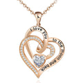 Lettering Necklace Double Heart Diamond Birthstone Necklace