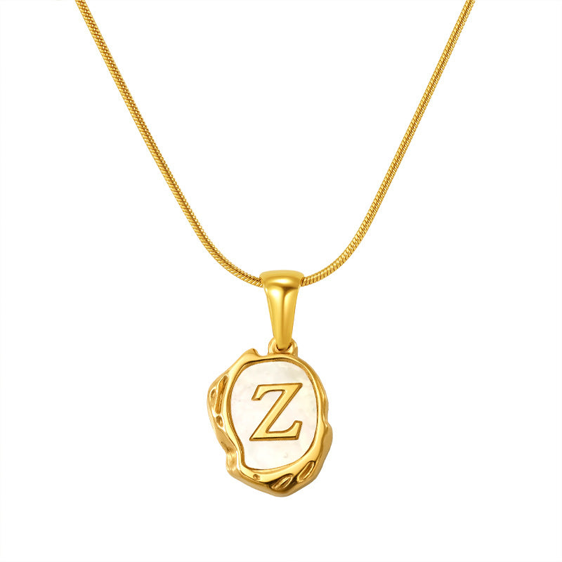 Malika Gems Lava Shell Initial Necklace – Natural Energy Letter Pendant