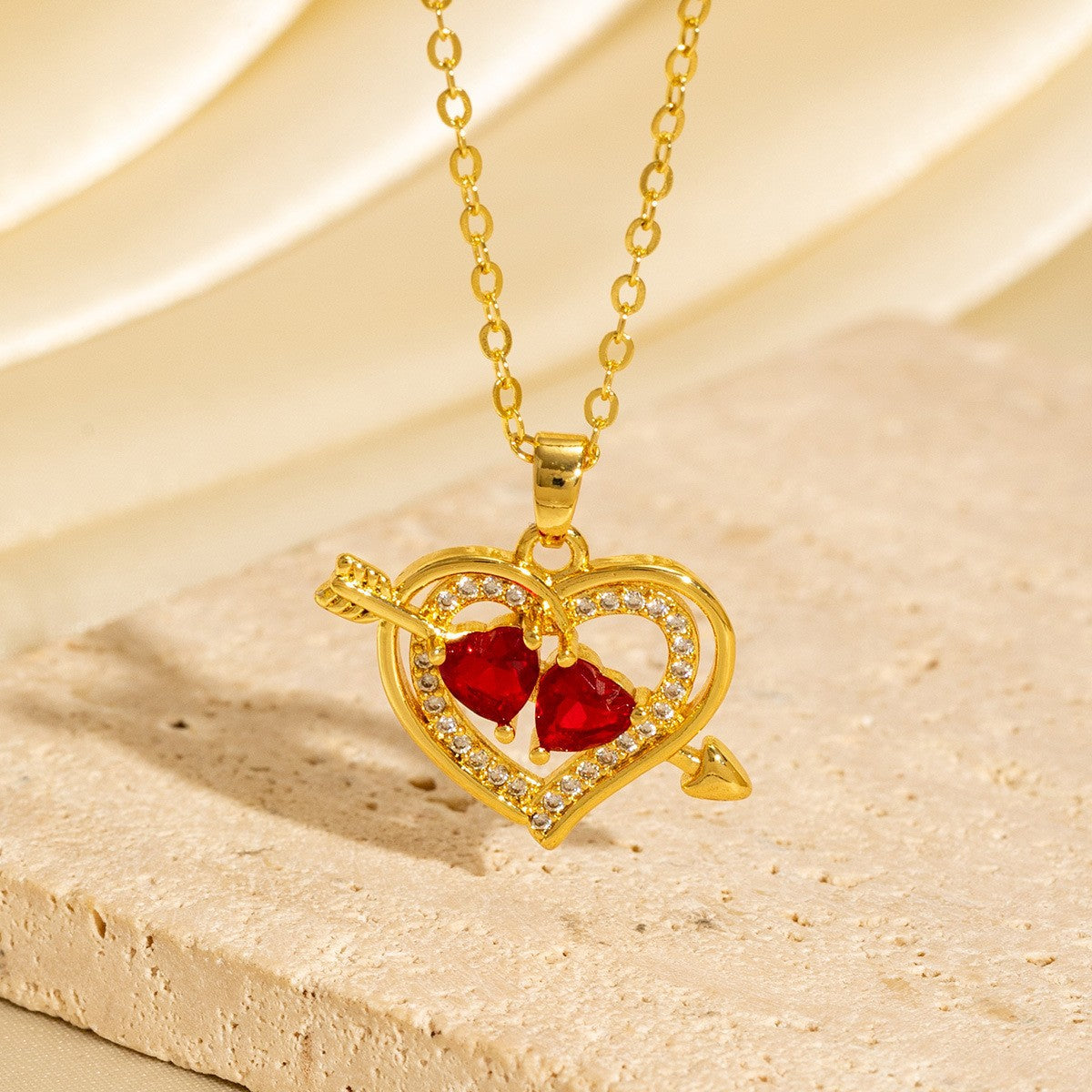 Malika Gems Minimal Luxe Heart Necklace – Elegant Hollow Design
