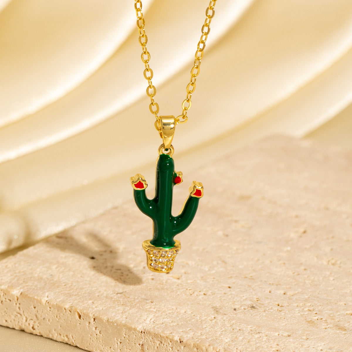 Malika Gems Cactus Drip Necklace – Unique Niche Energy Pendant