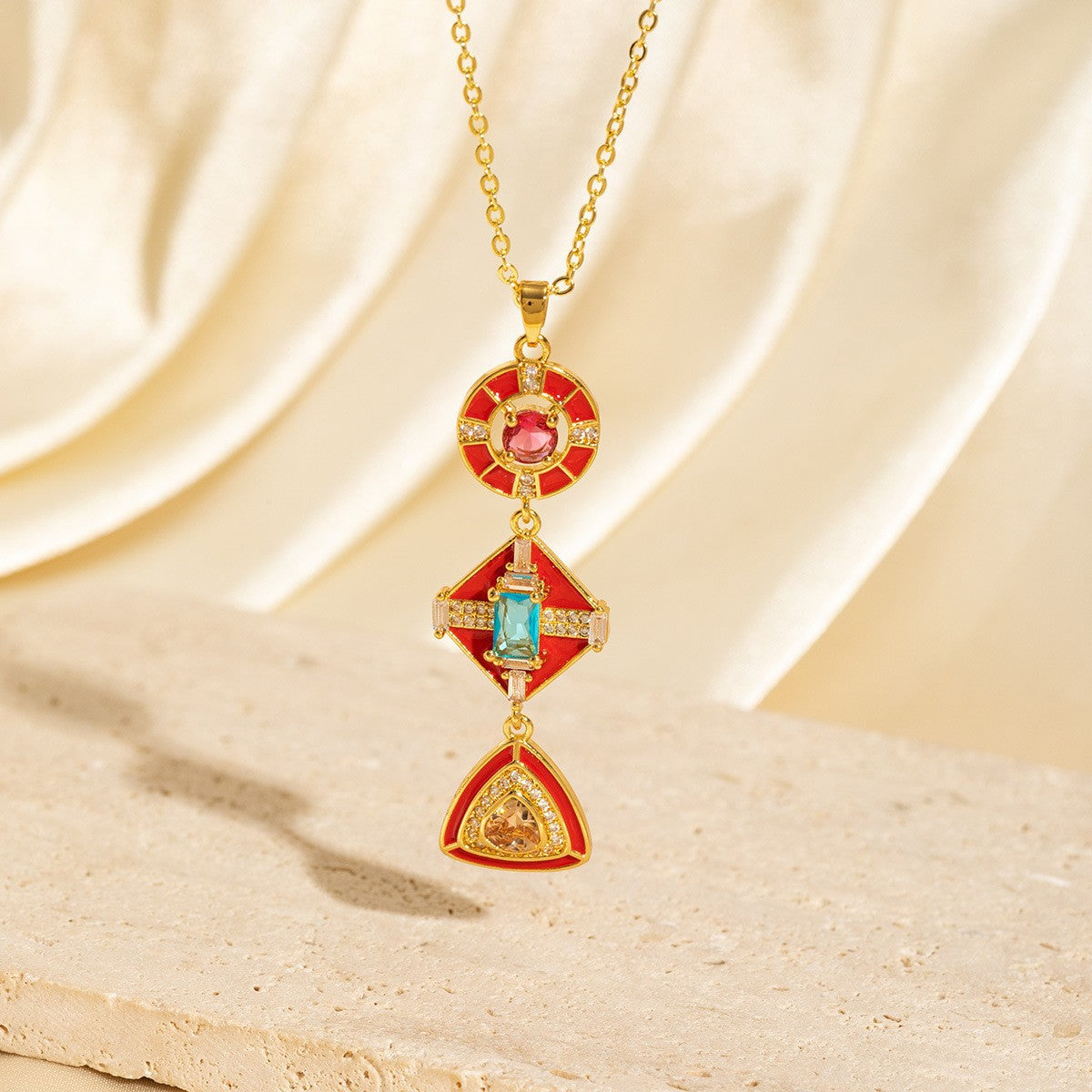 Malika Gems Tassel Flow Necklace – Color Zircon & Elegant Drop Design