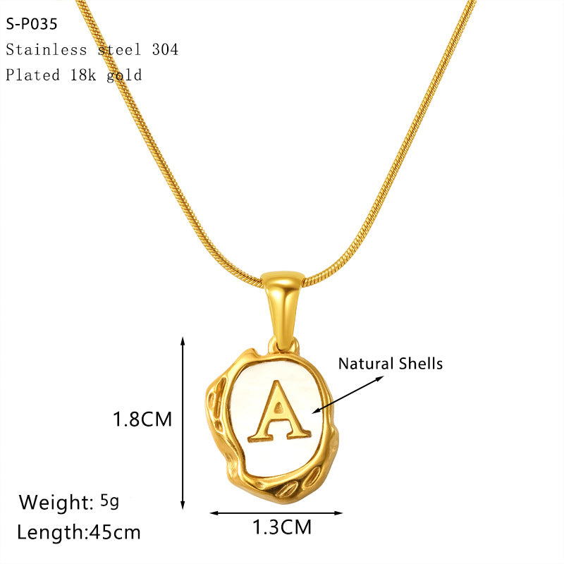 Malika Gems Lava Shell Initial Necklace – Natural Energy Letter Pendant