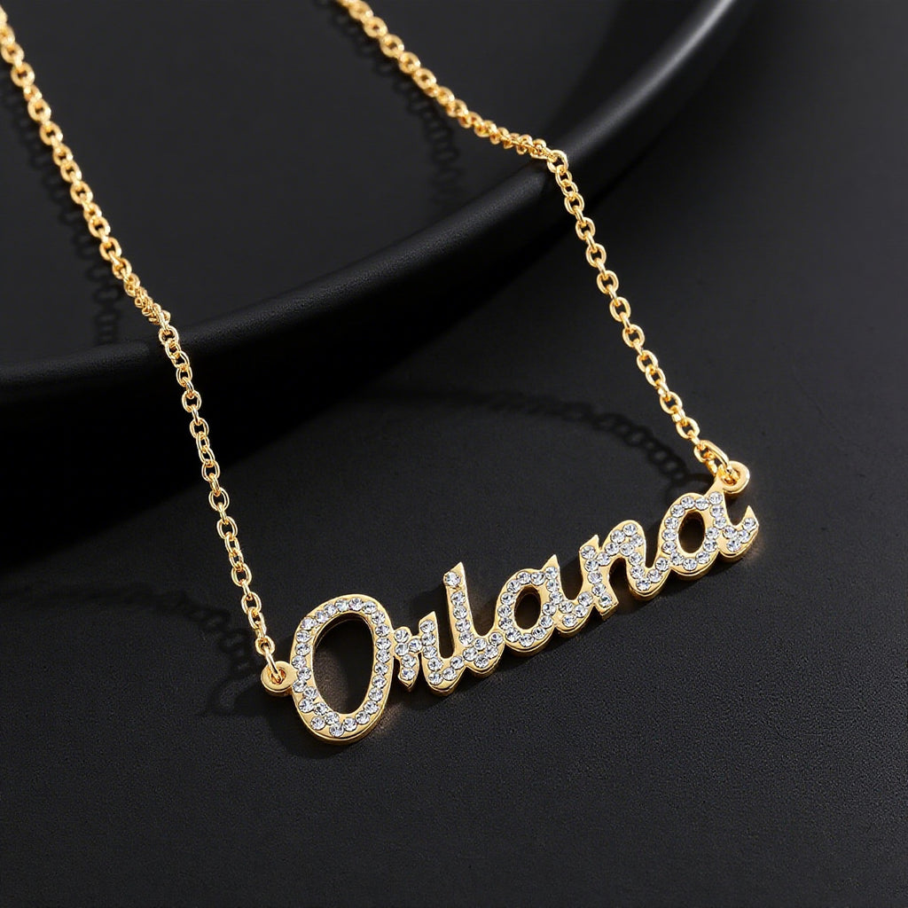 Malika Gems Custom Name Necklace – Personalized Diamond Letter Pendant