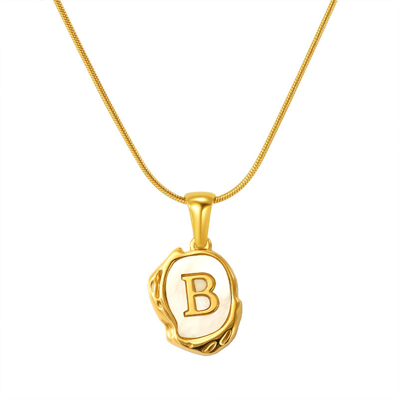 Malika Gems Lava Shell Initial Necklace – Natural Energy Letter Pendant