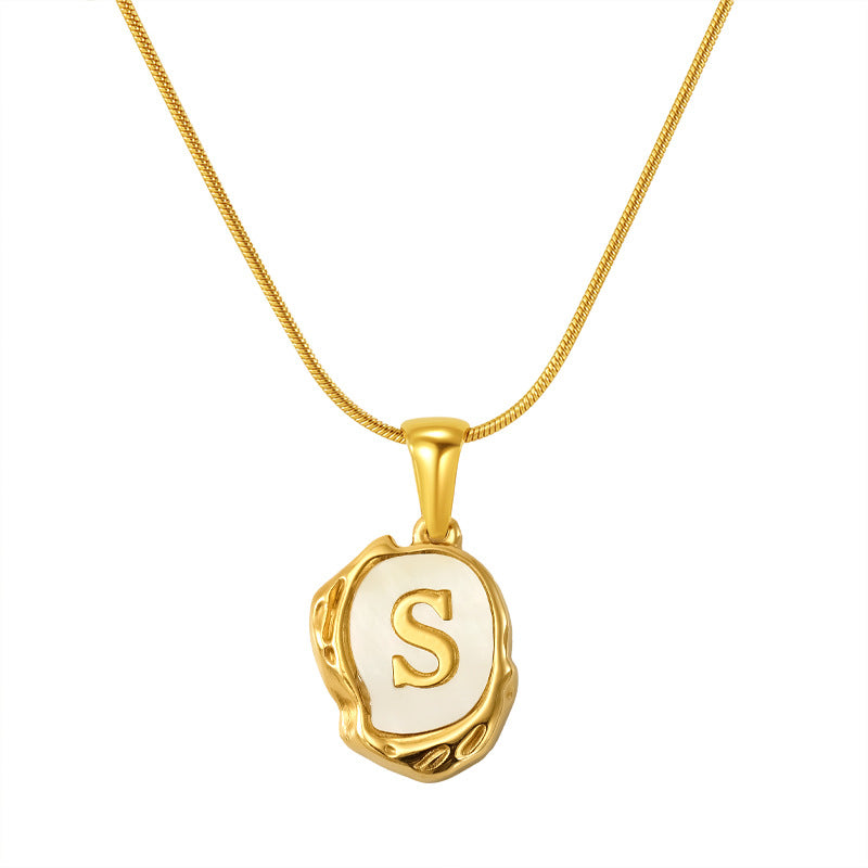 Malika Gems Lava Shell Initial Necklace – Natural Energy Letter Pendant
