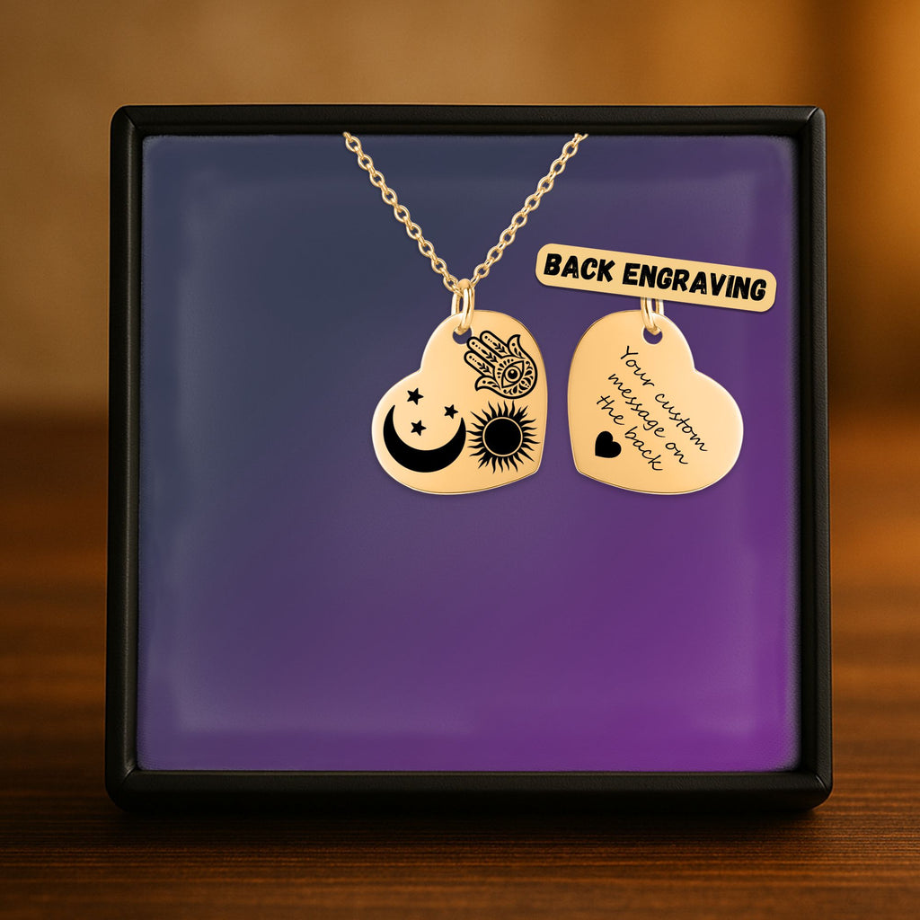 Personalized Moon & Birthstone Necklace – Custom Engraved Name Pendant | Malika Gems