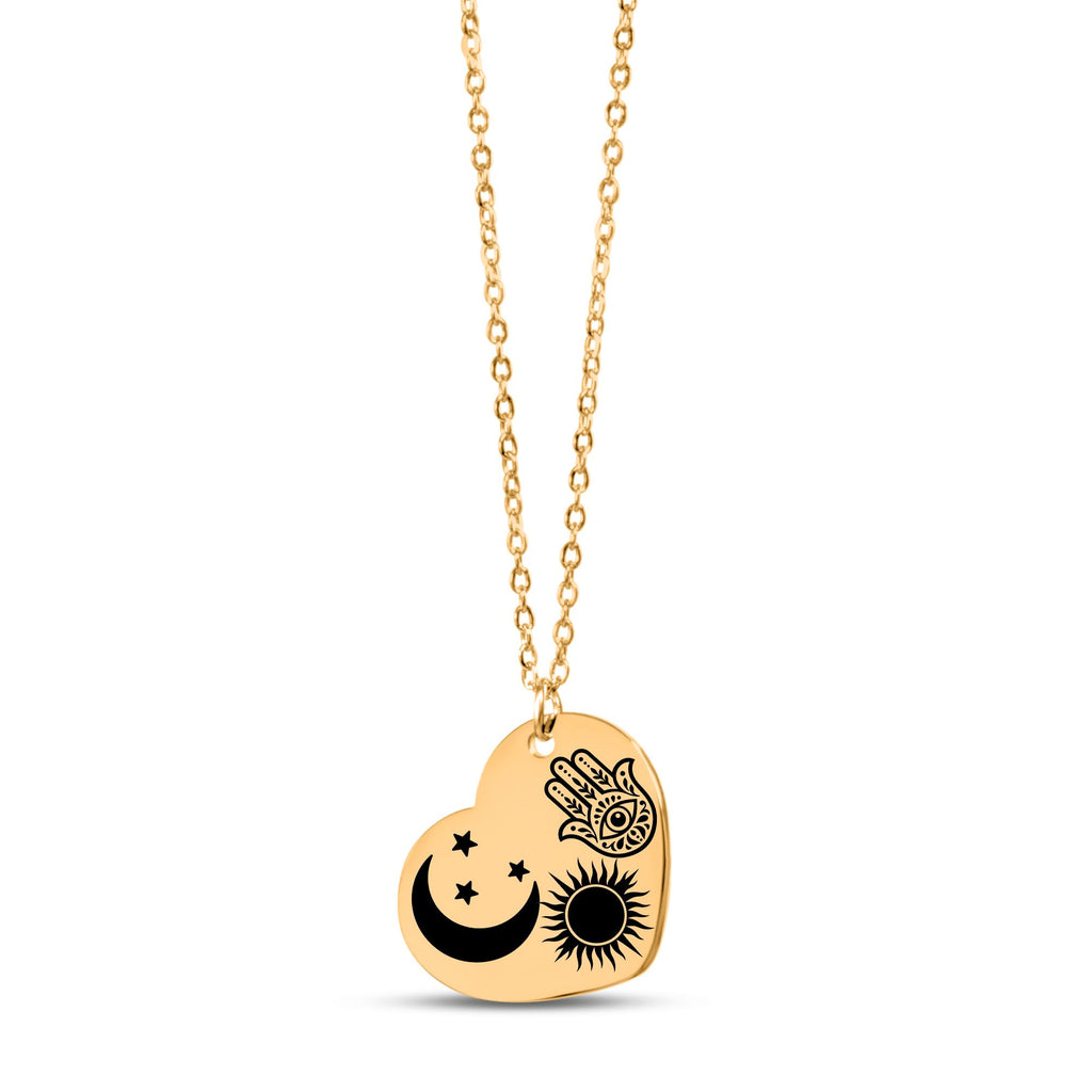 Personalized Moon & Birthstone Necklace – Custom Engraved Name Pendant | Malika Gems