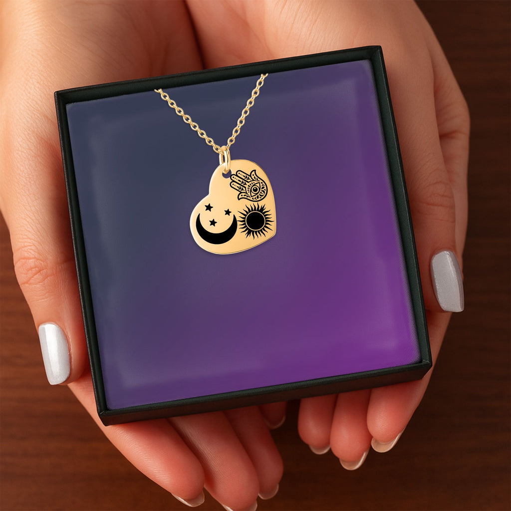 Personalized Moon & Birthstone Necklace – Custom Engraved Name Pendant | Malika Gems
