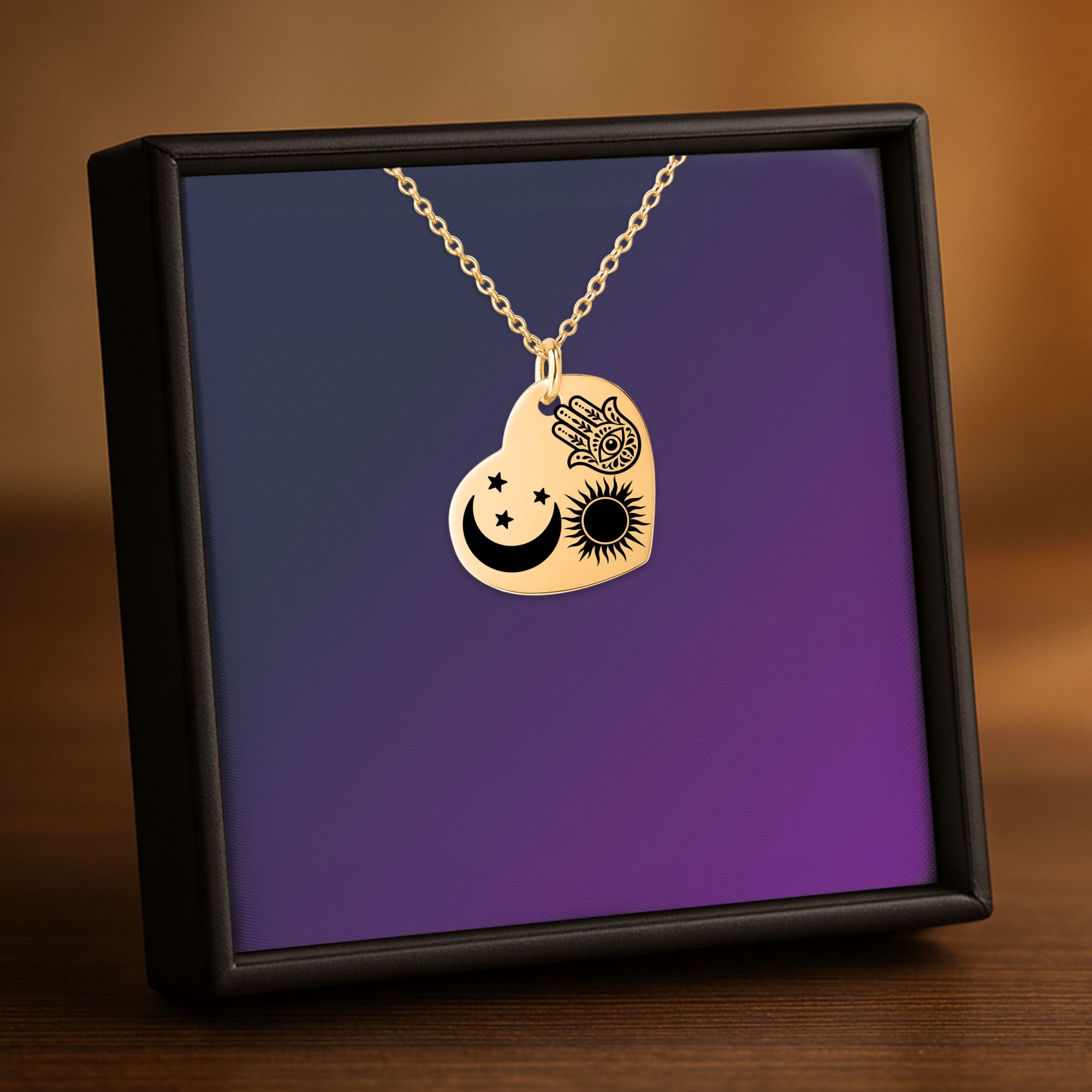 Personalized Moon & Birthstone Necklace – Custom Engraved Name Pendant | Malika Gems
