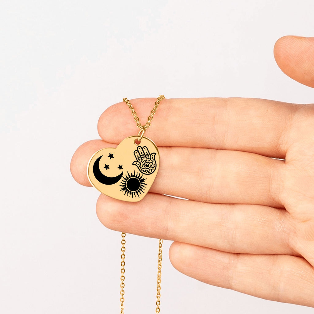 Personalized Moon & Birthstone Necklace – Custom Engraved Name Pendant | Malika Gems
