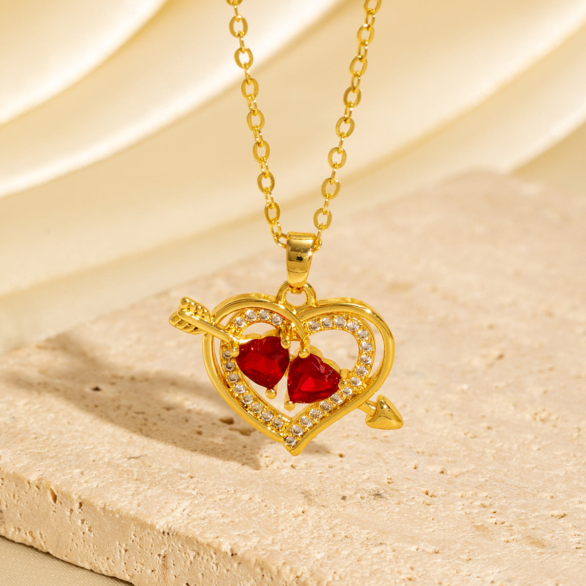 Malika Gems Crystal Heart Radiance Necklace – Full Zircon Glow Pendant