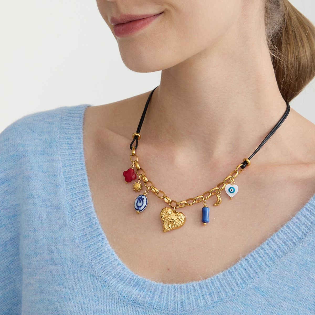 Malika Gems Retro Heart Necklace Set – Timeless Love Collection