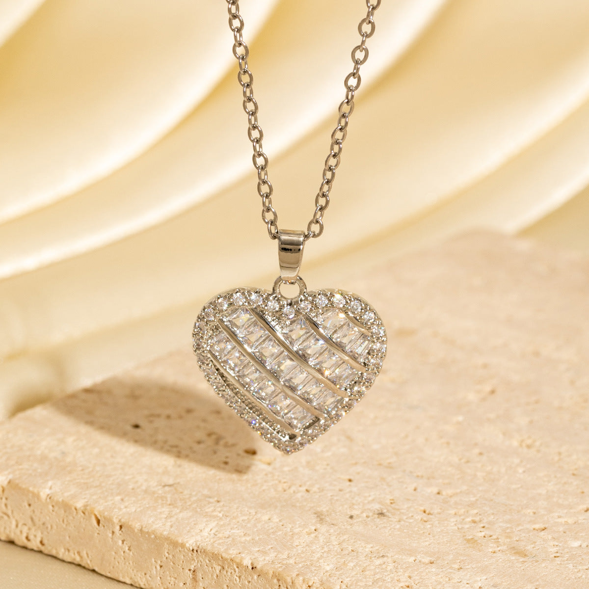 Malika Gems Crystal Heart Radiance Necklace – Full Zircon Glow Pendant