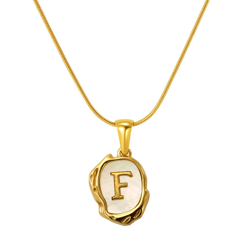Malika Gems Lava Shell Initial Necklace – Natural Energy Letter Pendant
