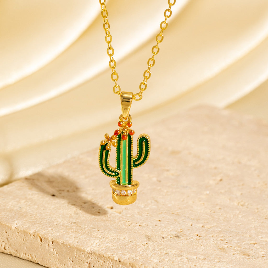 Malika Gems Cactus Drip Necklace – Unique Niche Energy Pendant