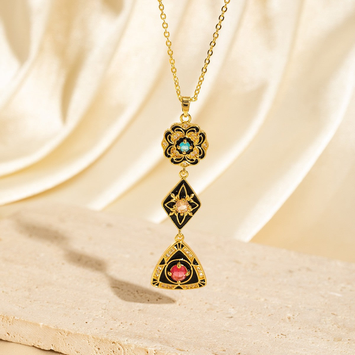 Malika Gems Tassel Flow Necklace – Color Zircon & Elegant Drop Design