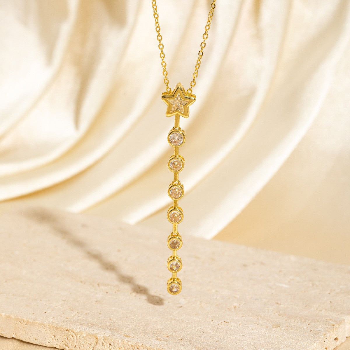 Malika Gems Tassel Flow Necklace – Color Zircon & Elegant Drop Design