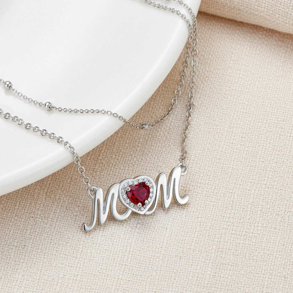 Malika Gems Mother’s Love Necklace – Layered Heart Pendant