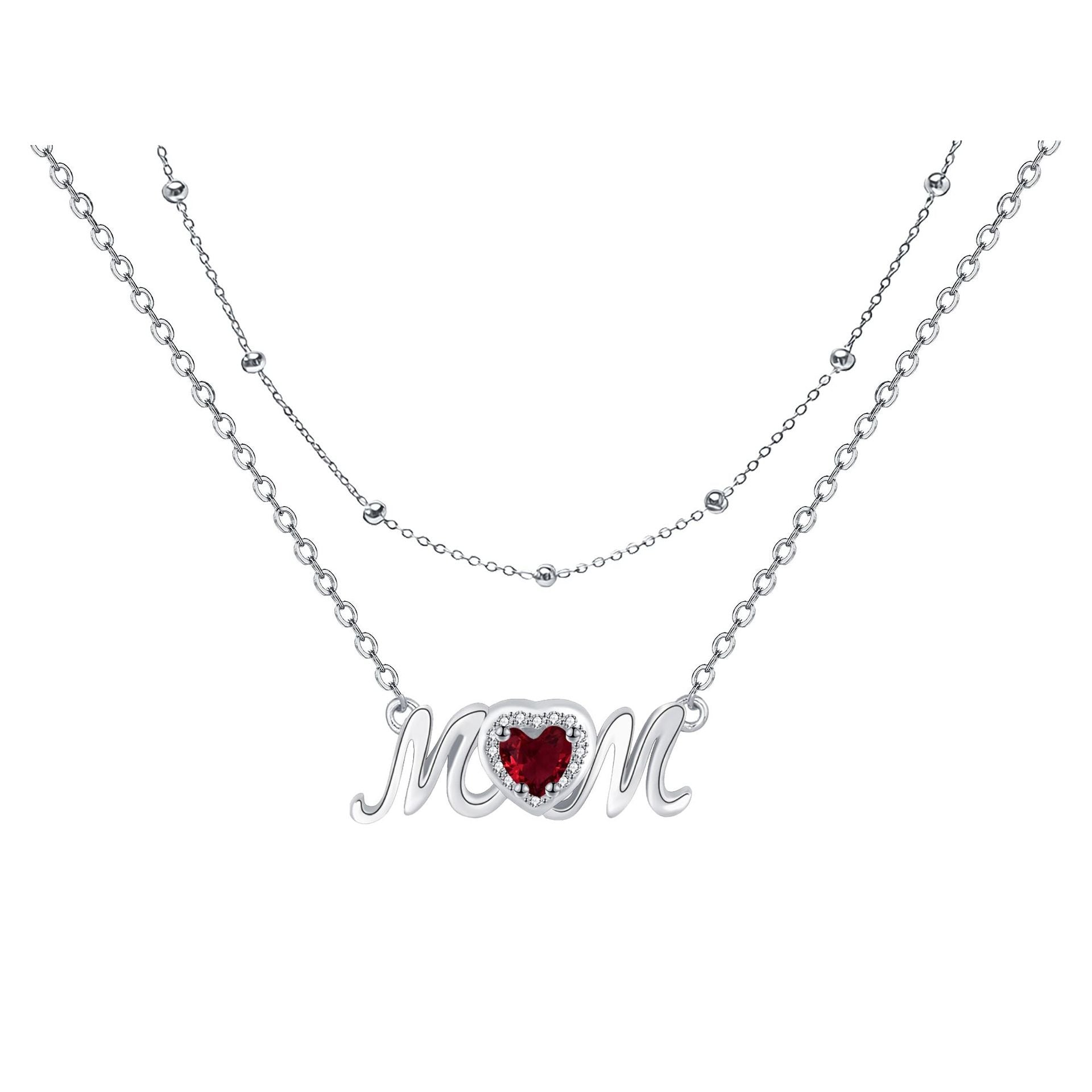 Malika Gems Mother’s Love Necklace – Layered Heart Pendant