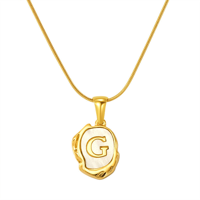 Malika Gems Lava Shell Initial Necklace – Natural Energy Letter Pendant