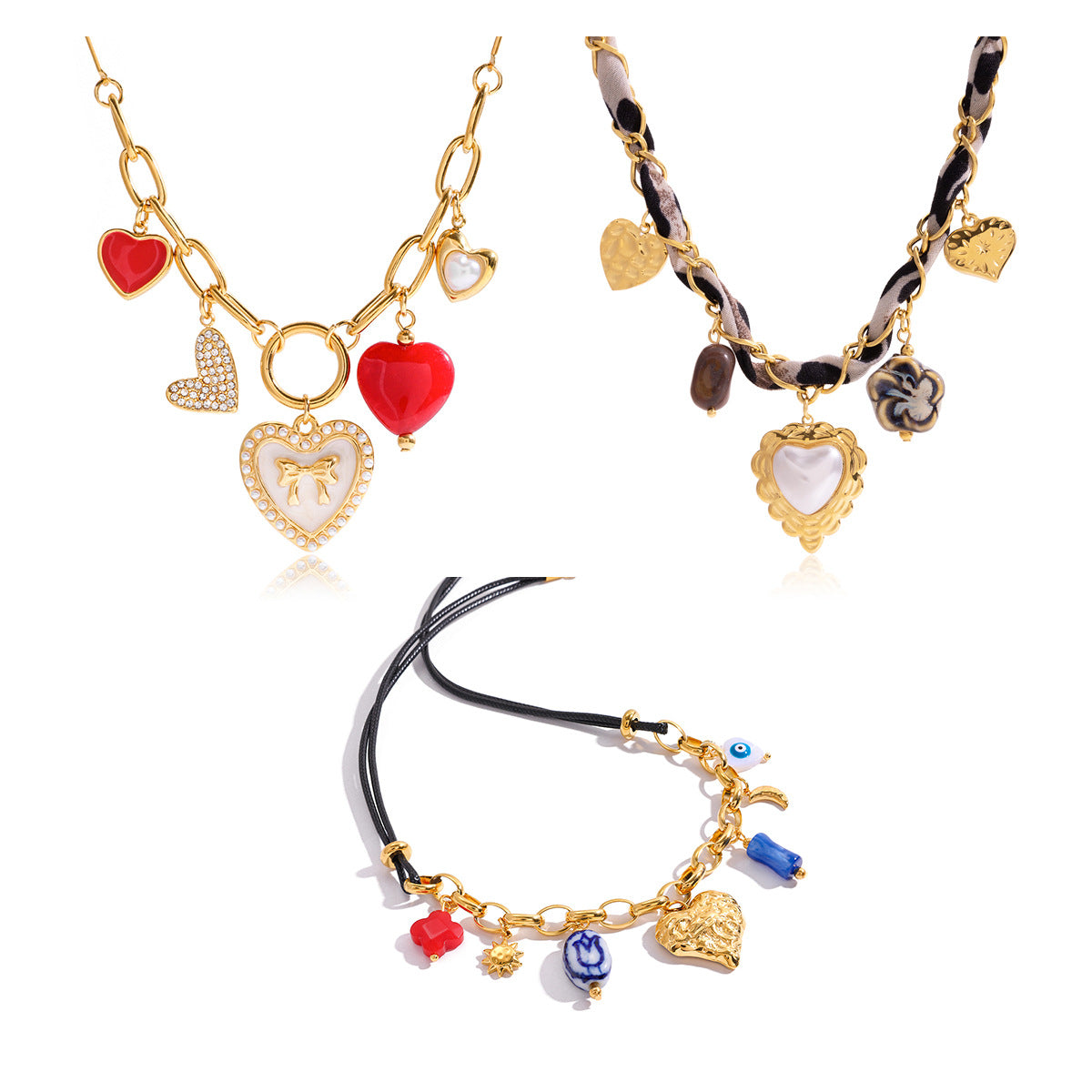 Malika Gems Retro Heart Necklace Set – Timeless Love Collection
