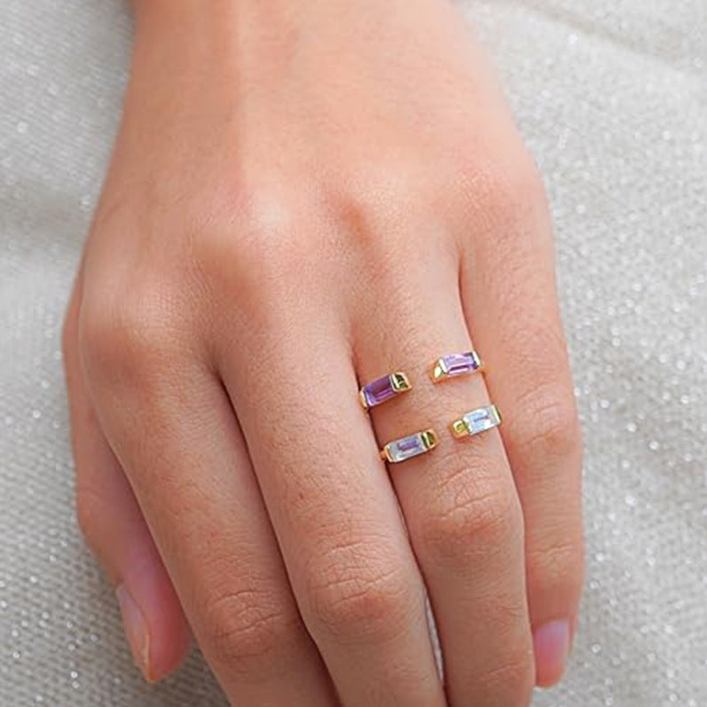 Female 12 Zodiac Birthstone Micro Inlaid Ring