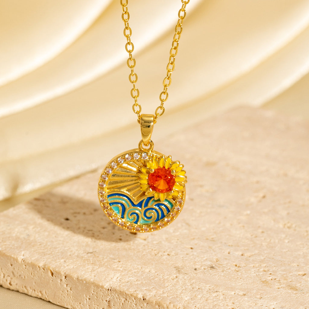 Malika Gems Sunlight Energy Necklace – Sunflower Radiance Pendant