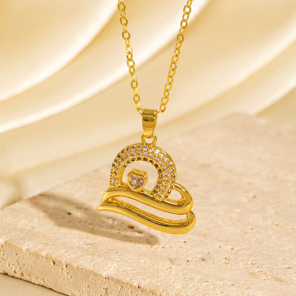 Malika Gems Crystal Heart Radiance Necklace – Full Zircon Glow Pendant