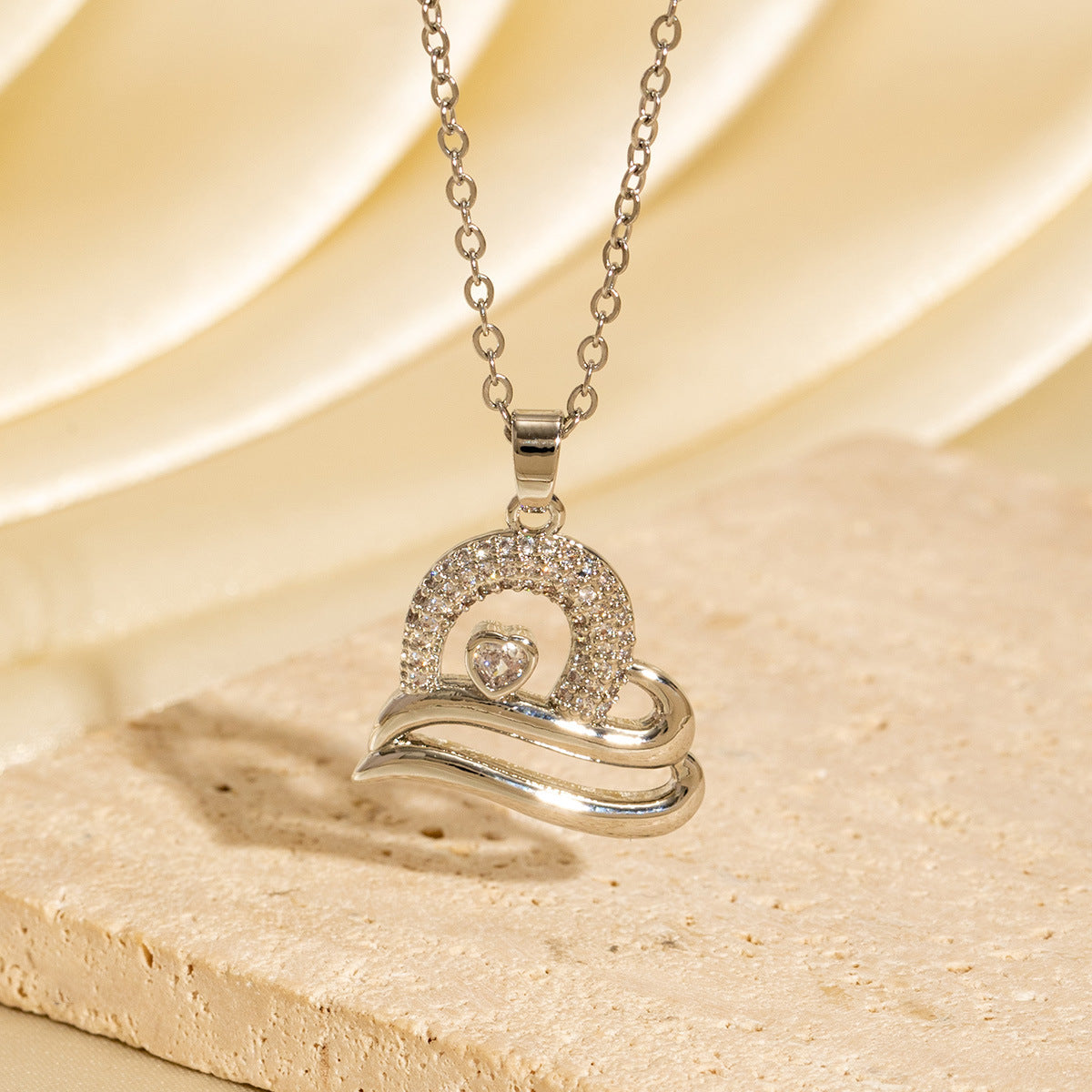 Malika Gems Crystal Heart Radiance Necklace – Full Zircon Glow Pendant