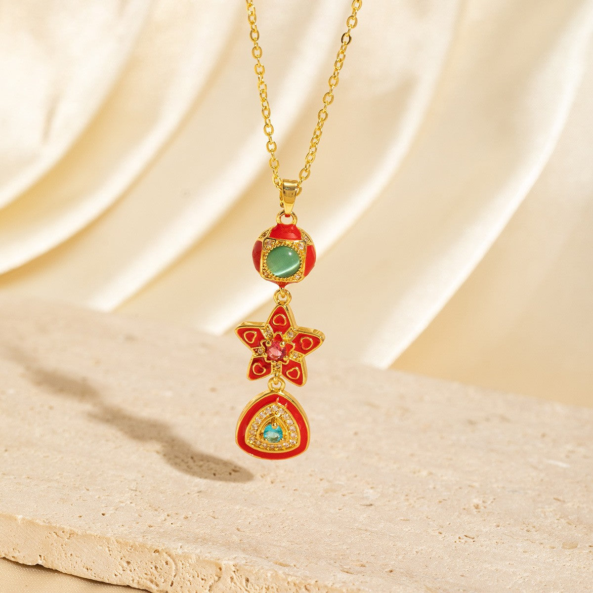 Malika Gems Tassel Flow Necklace – Color Zircon & Elegant Drop Design