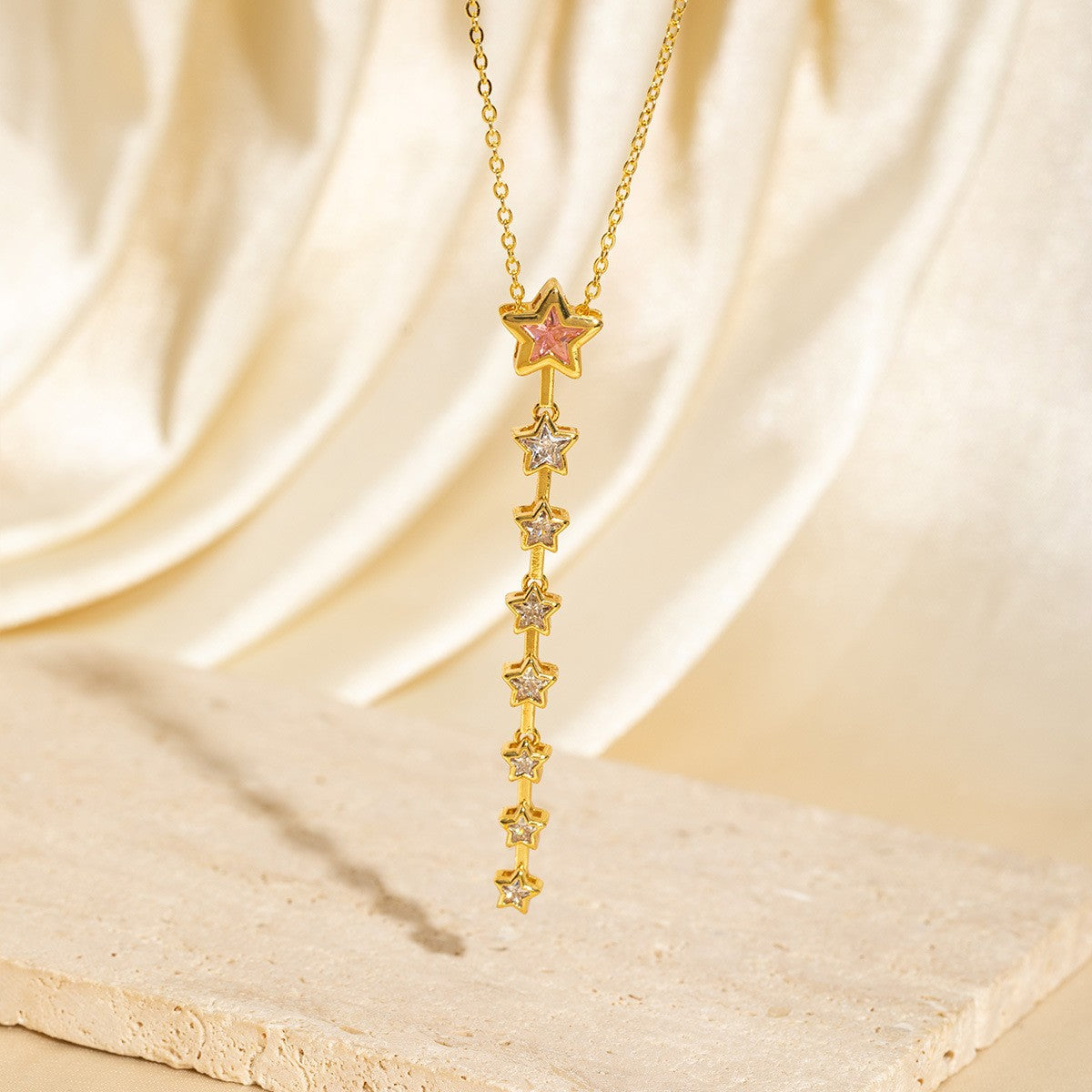 Malika Gems Tassel Flow Necklace – Color Zircon & Elegant Drop Design