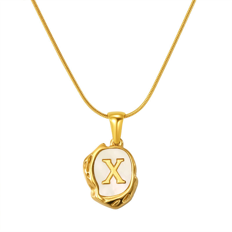 Malika Gems Lava Shell Initial Necklace – Natural Energy Letter Pendant
