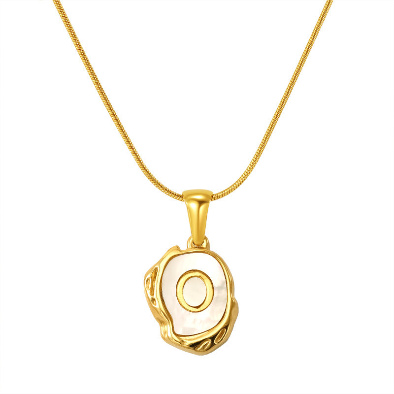 Malika Gems Lava Shell Initial Necklace – Natural Energy Letter Pendant