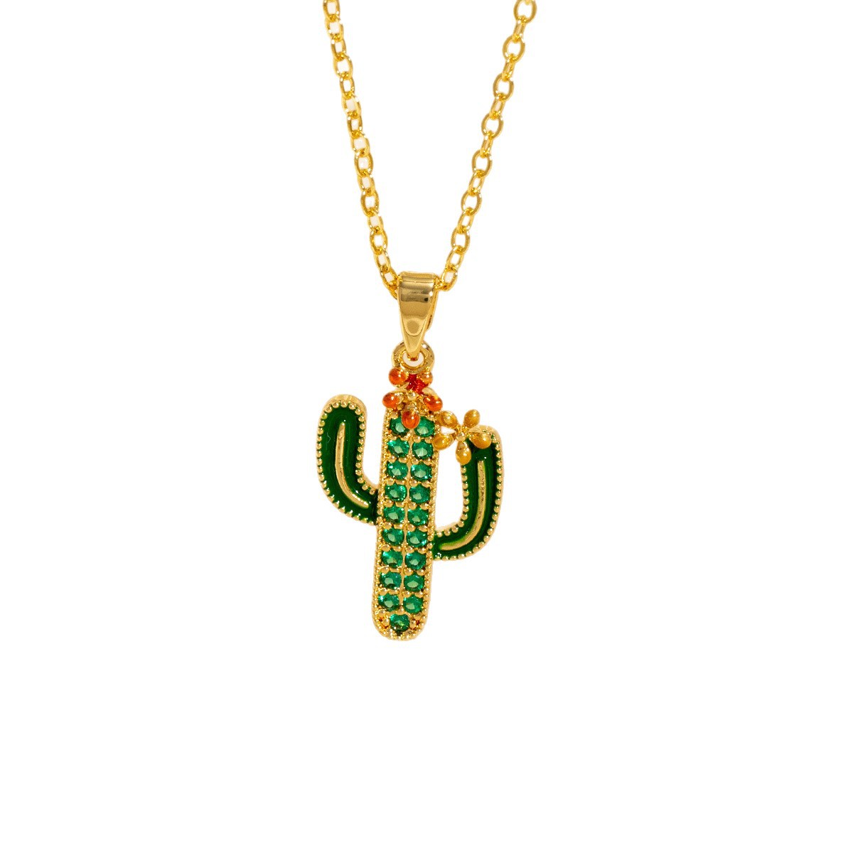 Malika Gems Cactus Drip Necklace – Unique Niche Energy Pendant